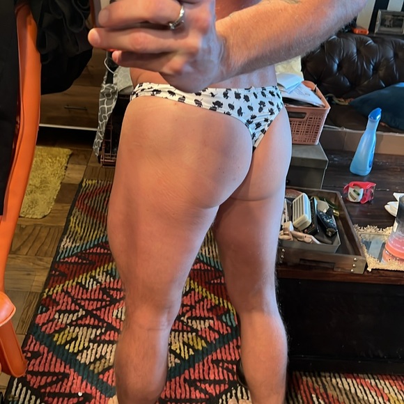 Sexy black and white pattern with see through crotch men’s thong Asian size XL - Picture 2 of 8